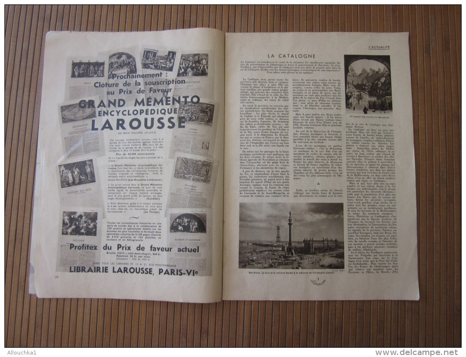 1938 Revue Actualité Universelle Monde Et Voyages Larousse:chasse Nord Canadien-Catalogne Nankin-Hang Chéou- Indochine - Wereld