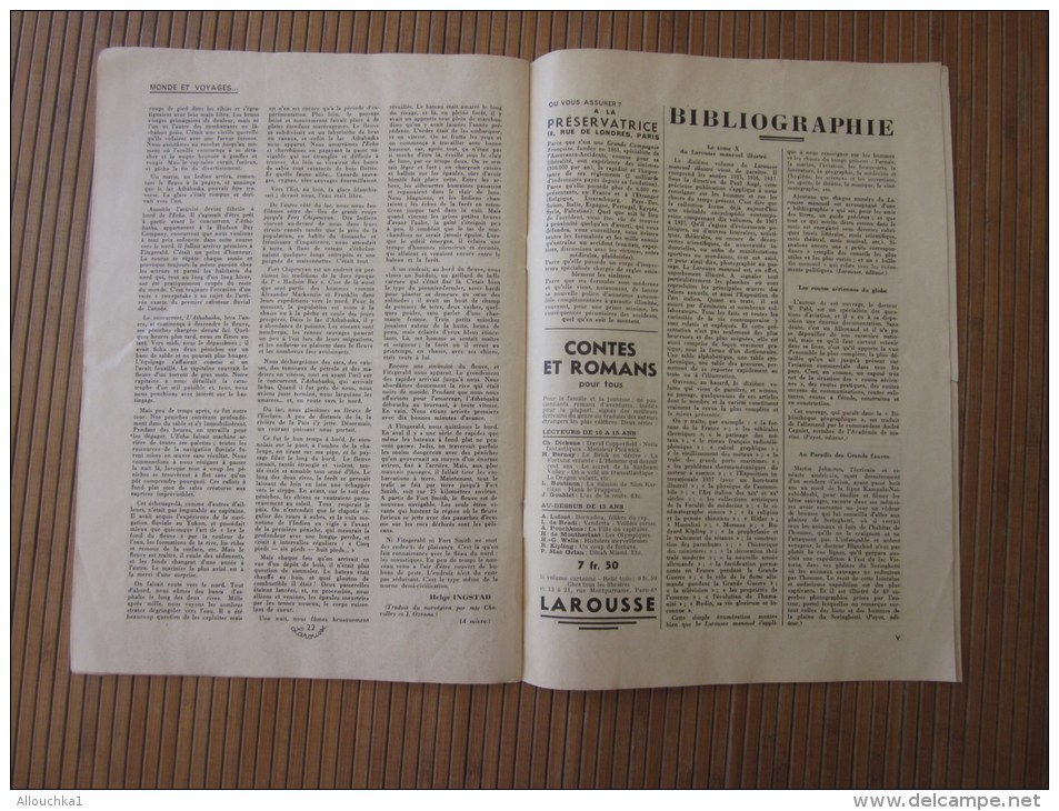 1938 Revue actualité universelle monde et voyages Larousse:chasse Nord canadien-Catalogne Nankin-Hang chéou- indochine