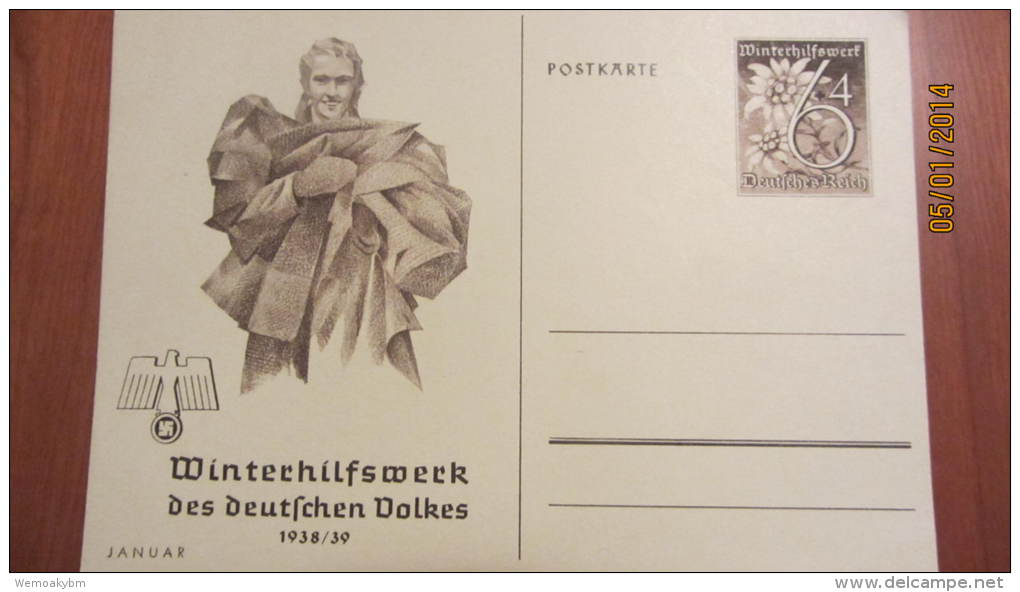 Postkarte Für Das Winterhilfswerk Des Deutschen Volkes 1938/39 (Januar-Ausg.) Ganzsache "Drittes Reich" Mi-Nr. P274 - Sonstige & Ohne Zuordnung