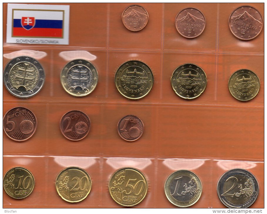 €-Einführung In Slowakei 2009 Prägeanstalt Bratislava Stg. 16€ Stempelglanz Staatlichen Münze New Set Coins Of Slovensko - Slowakei