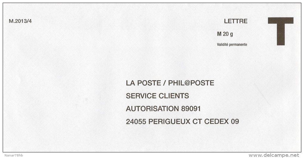 Enveloppe T Pour La Poste/Philaposte 20gr à Validité Permanente - Cartas/Sobre De Respuesta T