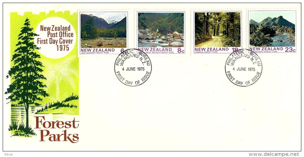 NEW ZEALAND FDC FOREST LANDSCAPES SET OF 4 STAMPS  DATED 04-06-1975 CTO SG? READ DESCRIPTION !! - Autres & Non Classés