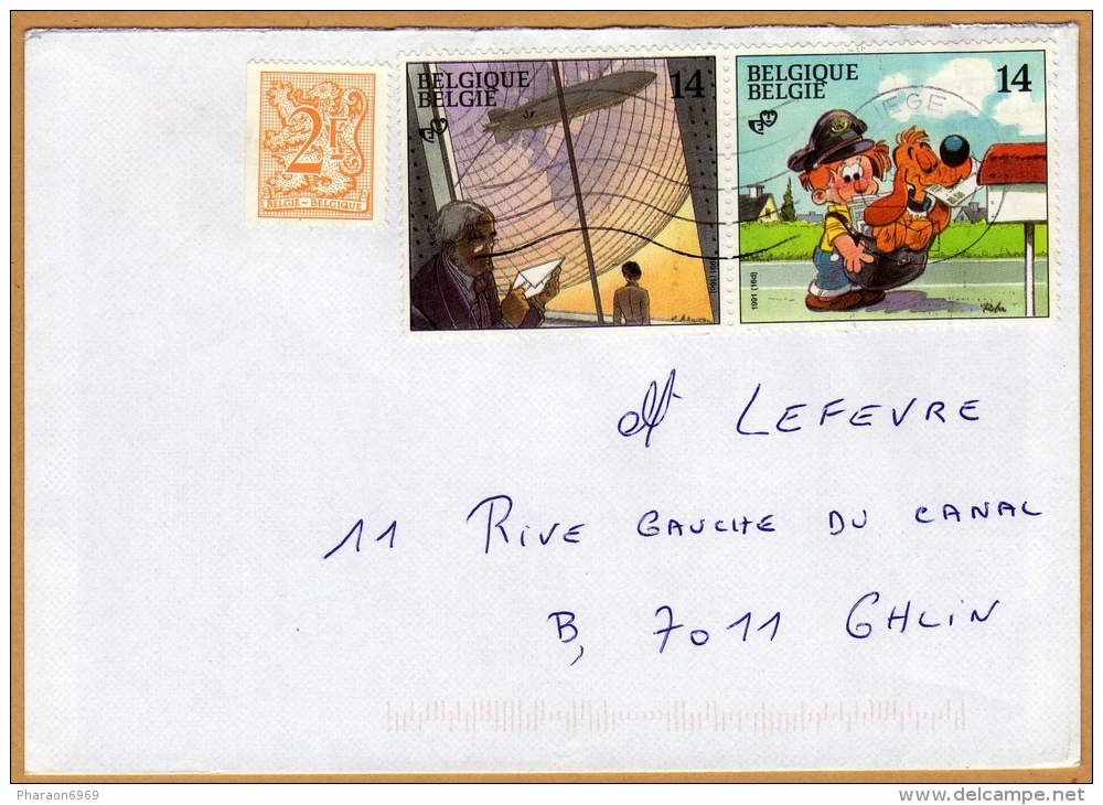 Enveloppe Cover Brief Liège à Ghlin - Lettres & Documents