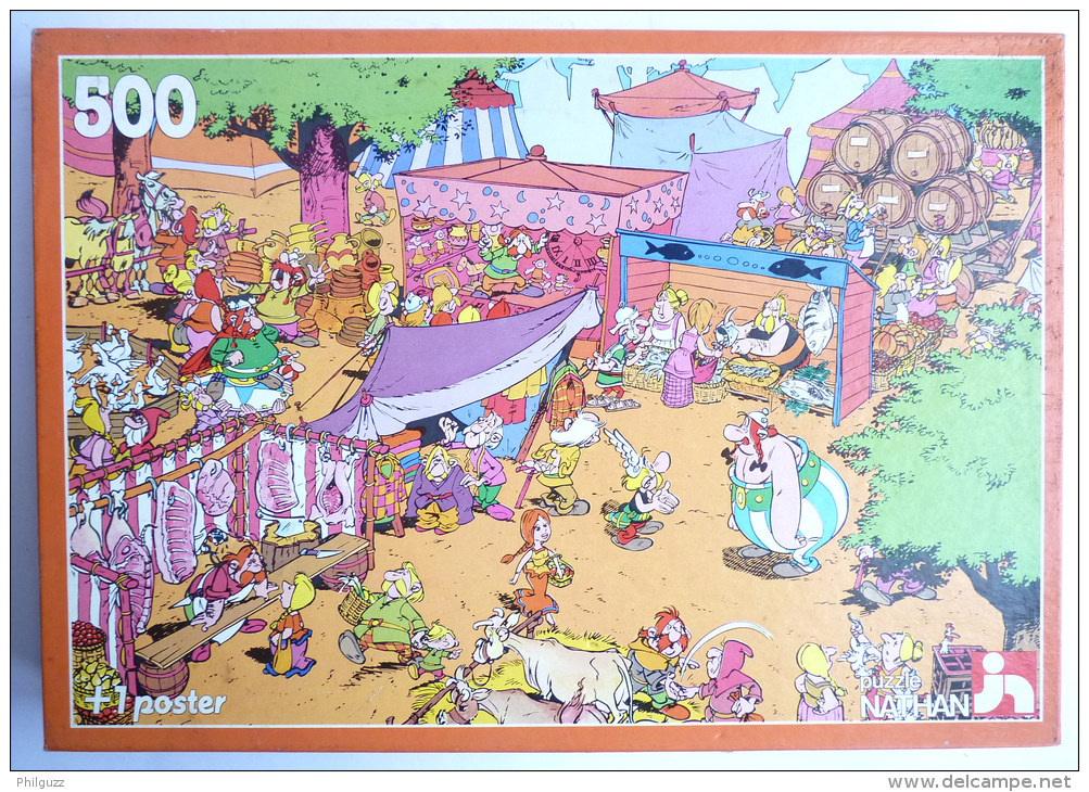 Puzzle Nathan 1985 - ASTERIX LE MARCHE - 500 Pièces INCOMPLET - Puzzels