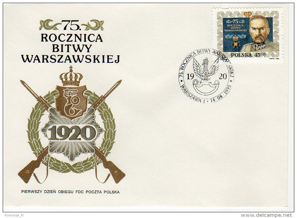 Pologne 1995 FDC Michel N° 3552 YT N° 3341 75 Ans Bataille De Varsovie Joseph Pilsudski Fusil Blason - FDC