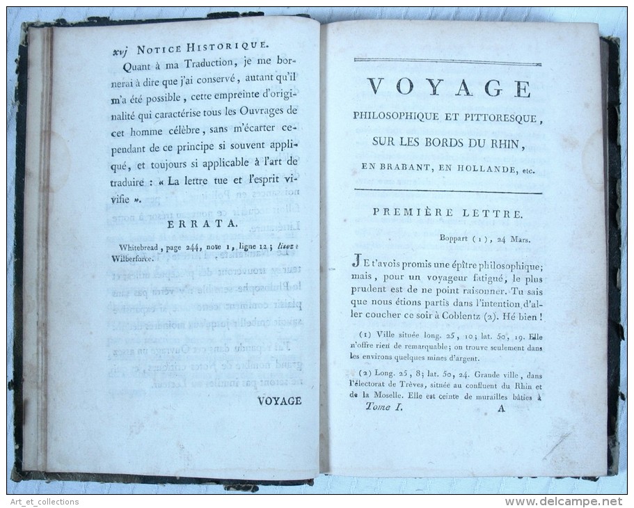 VOYAGE Au RHIN /  George Forster / Tome 1 De L’Édition Originale De F. Buisson En L’An III (1795) - 1701-1800