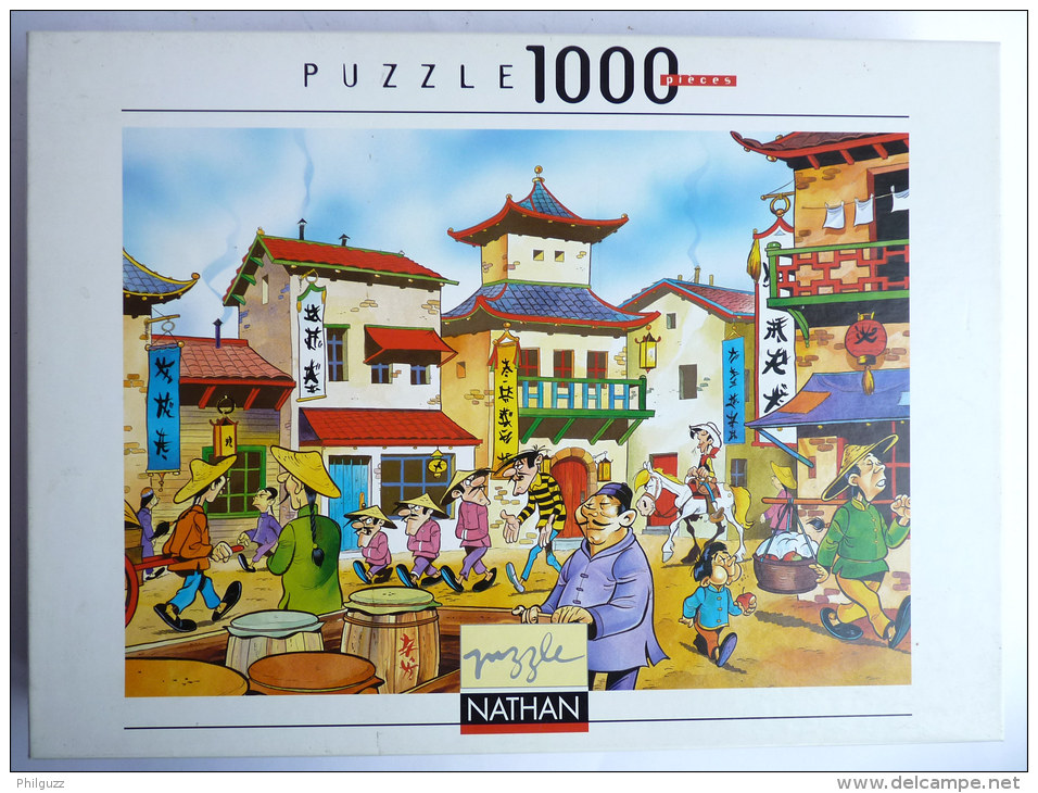 Puzzle NATHAN 1000 Pièces 1993 - LUCKY LUKE CHINATOWN -  Incomplet - Puzzles