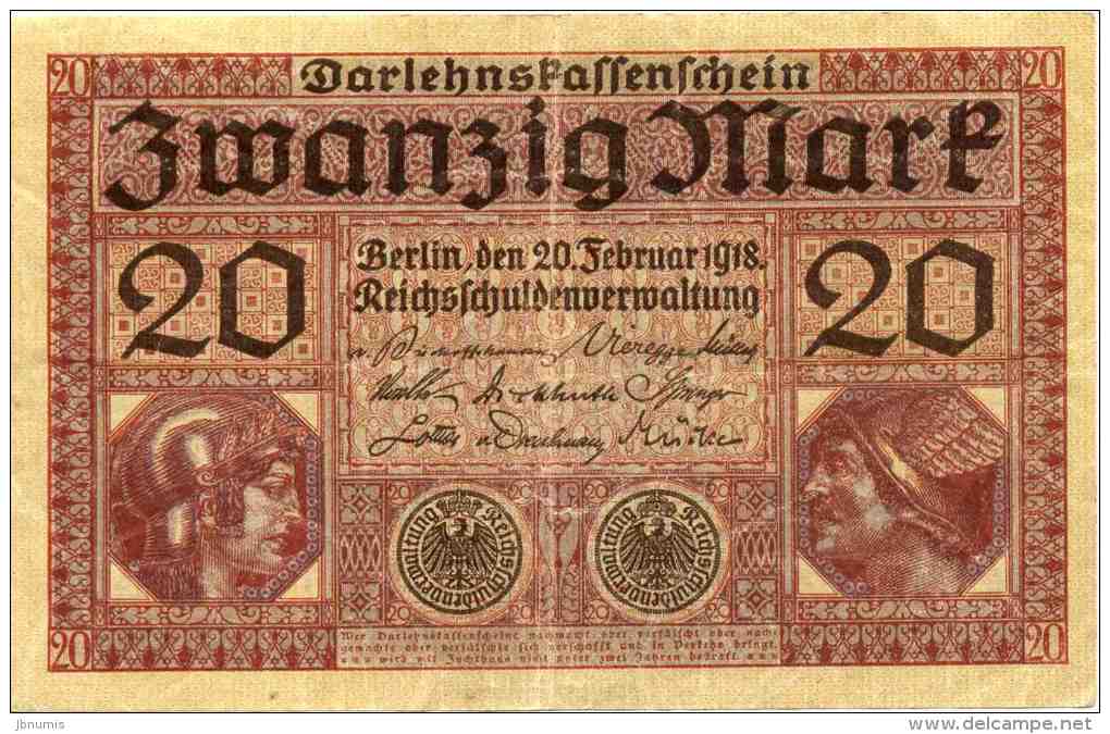 Allemagne Germany 20 Mark 20 Februar 1918 P57 - 20 Mark