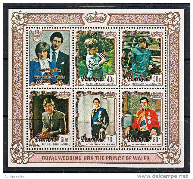 A5220 PENRHYN 1981, SG MS228 Royal Wedding Prince Charles Lady Diana, M-sheet MNH - Penrhyn