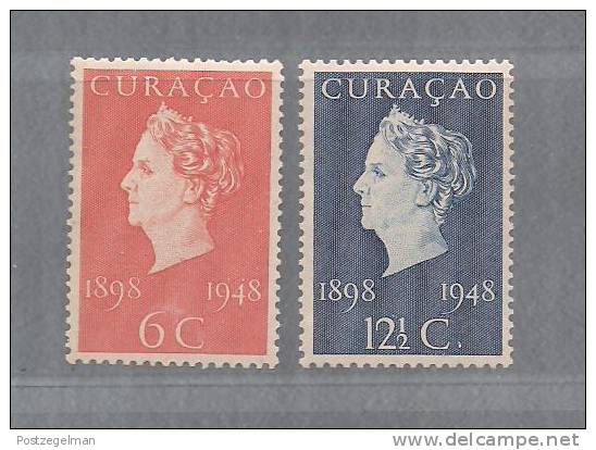Curacao 1948 Unused Hinged  Stamp(s)  Wilhelmina Jubilee Nrs. 196-197 - Curacao, Netherlands Antilles, Aruba