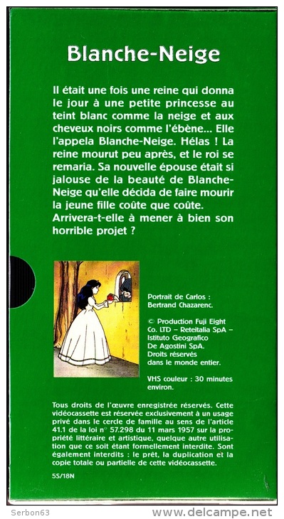 LE MONDE FABULEUX DES CONTES 30mm CASSETTE VHS COULEUR NEUVE SOUS BLISTER BLANCHE NEIGE AVEC CARLOS EDITIONS ATLAS - Audio-Visual