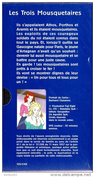 LE MONDE FABULEUX DES CONTES 30mm CASSETTE VHS COULEUR NEUVE SOUS BLISTER LES 3 MOUSQUETAIRES AVEC CARLOS EDITIONS ATLAS - Audio-Video