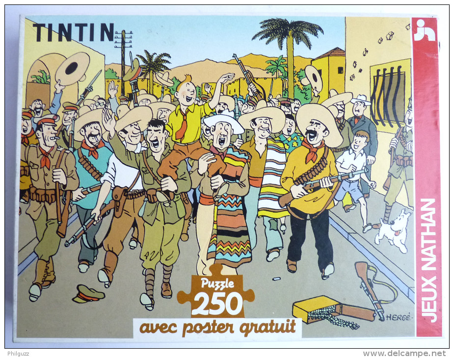 Puzzle NATHAN 250 Pièces 1992 - TINTIN  L'OREILLE CASSEE -  INCOMPLET Manque 1 Pièce AVEC POSTER - Puzzles