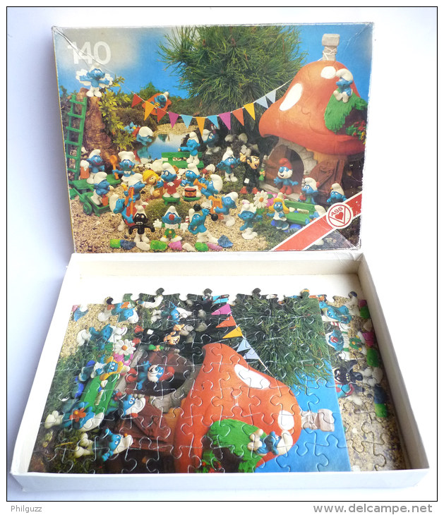 RARE Puzzle ASS  140 Pièces Vers 1985 - SCHTROUMPF -  AU VILLAGE DES SCHTROUMPFS COMPLET - Puzzles