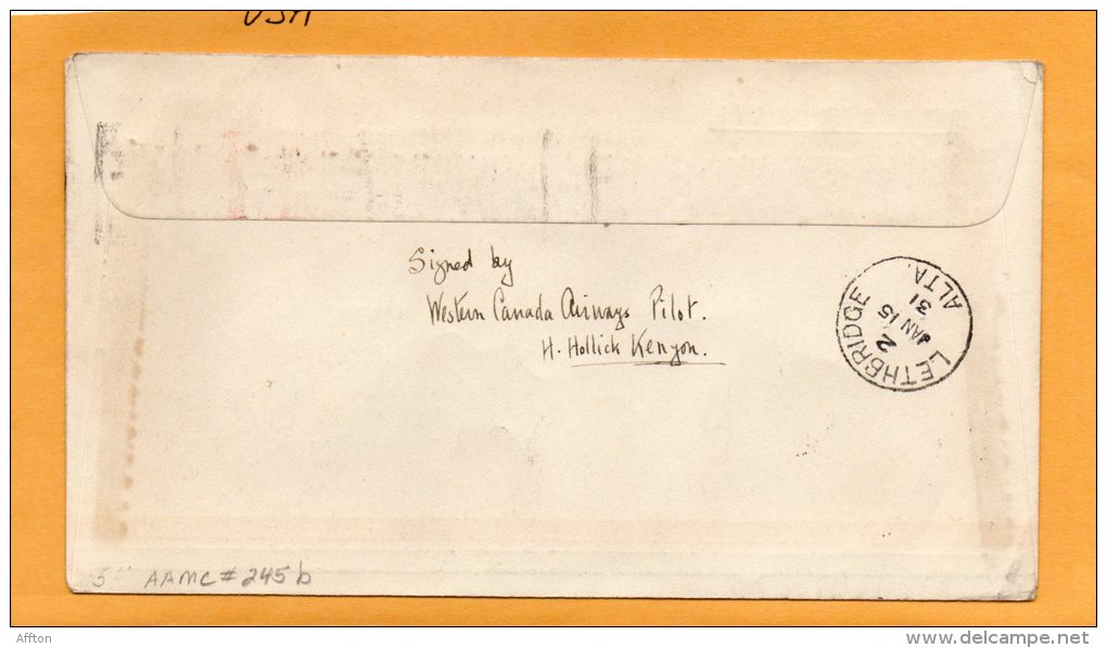 Calgary To Lethbridge 1931 Canada Air Mail Cover - First Flight Covers