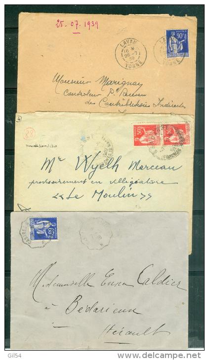 Lot De 6 Lettres  Affranchies Par Type Paix - Aw93 - 1932-39 Paix