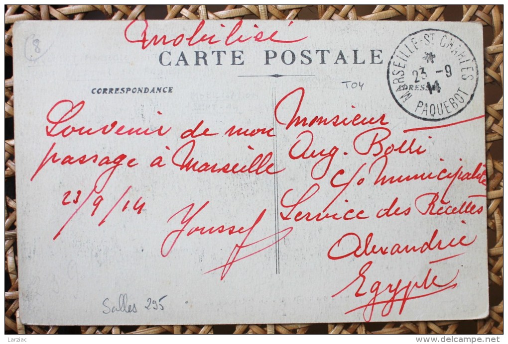 Carte Postale En Franchise Militaire Oblitération Marseille St Charles Paquebot - Poste Maritime