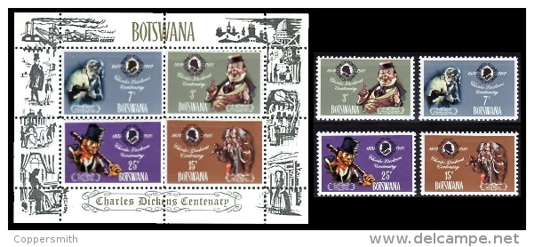 (014+15) Botswana  1970  Dickens  ** / Mnh  Michel 62-65 + BL 3 - Botswana (1966-...)