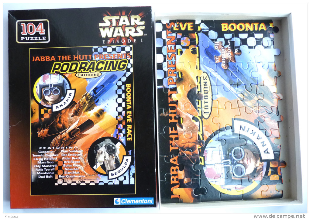 Puzzle CLEMENTONI 1999 - STAR WARS EPISODE 1 JABBA DE HUT PRESENT PODRACING  -  104 Pièces INCOMPLET - Puzzels