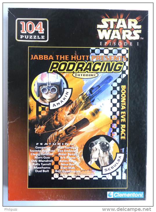 Puzzle CLEMENTONI 1999 - STAR WARS EPISODE 1 JABBA DE HUT PRESENT PODRACING  -  104 Pièces INCOMPLET - Puzzels