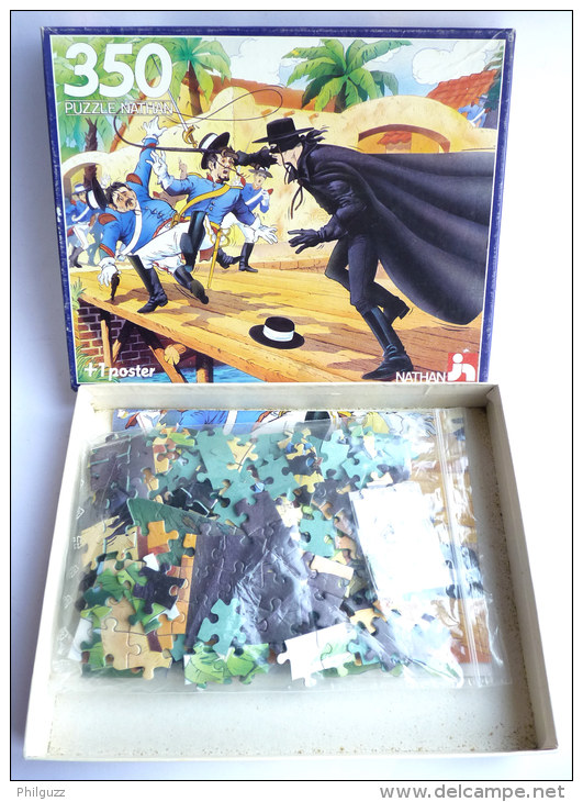 Puzzle NATHAN 350 Pièces 1986 - ZORRO -  INCOMPLET Manque 1 Pièce AVEC POSTER - Puzzles