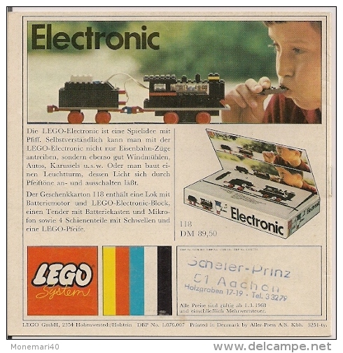 LEGO SYSTEM - SORTIMENT - CATALOGUE - Texte En Allemand (1968) - Catalogues