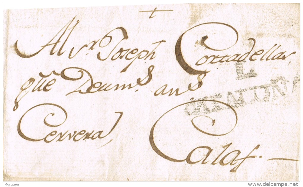 6859. Carta  Entera Prefilatelica  ALMENAR (Lerida) 1796 - ...-1850 Prefilatelia