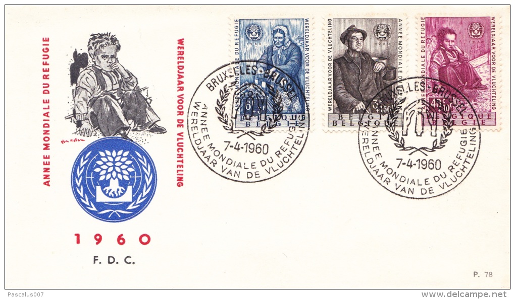 FDC N° 78 Ordi Du 7-4-1960 - COB 1125-1126-1127 - Cachet De Bruxelles - Année Mondiale Du Réfugié - 2,3€ - Sin Clasificación