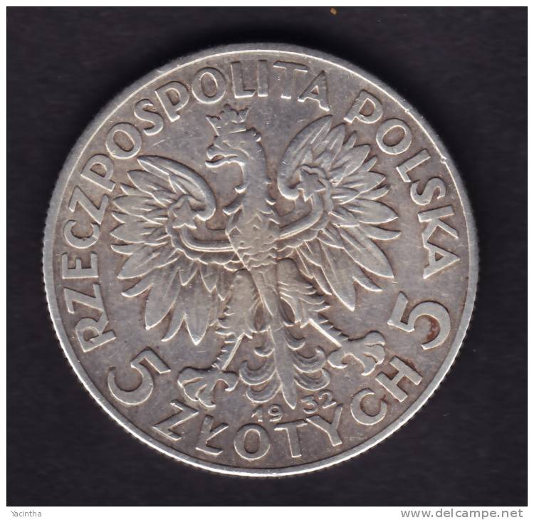 @Y@  Polen  5 Zlotty  1932  ZILVER  /  AG   ( 1987 ) - Polonia