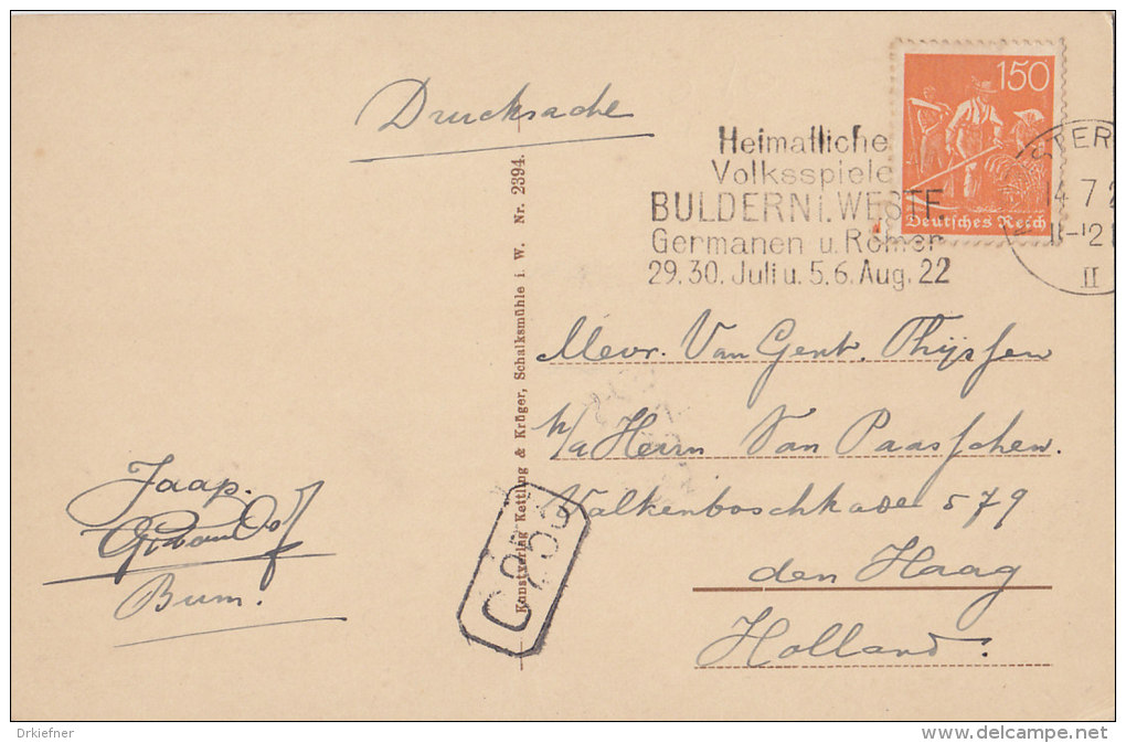 INFLA: DR 189 EF, Auf AK: Porta Westfalica, Gelegenheits-Stpl(Filbran Dt 257): Münster ...Germanen Und Römer... 14.7.192 - Other & Unclassified