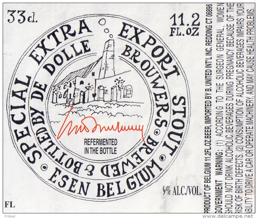 Bieretiket Etiquette De Bière Beerlabel Dolle Brouwers Special Extra Export Stout - Beer