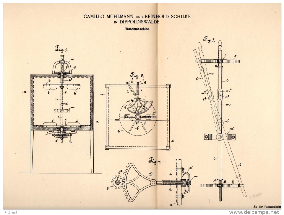 Original Patentschrift - C. Mühlmann Und R. Schilke In Dippoldiswalde , 1891 , Waschmaschine , Wäscherei !!! - Maschinen