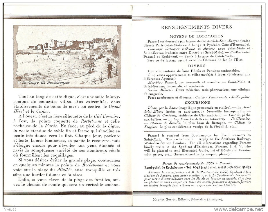 35 - PARAME - Guide Touristique Bien Illustré De 8 Pages - France