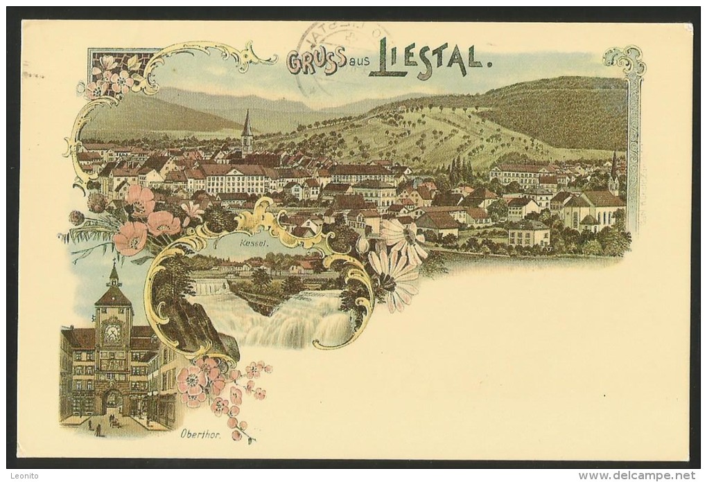 LIESTAL Basel-Land Kessel Obertor Lithoansichtskarte Um 1895 REPRODUKTION - Liestal