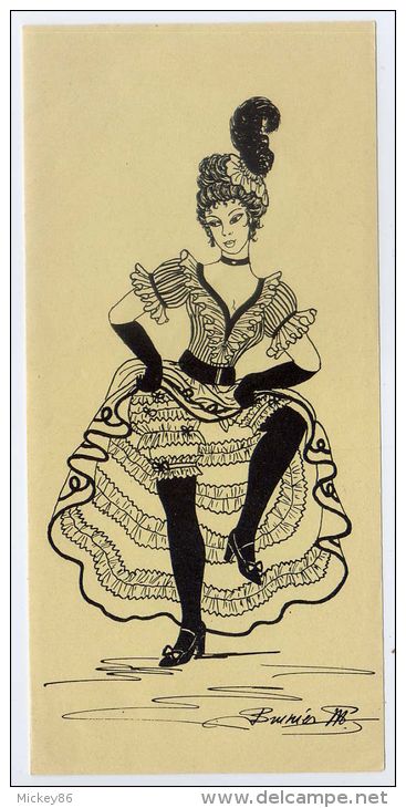 Dessins "Danseuse De French Cancan " Et "Danseuse Russe"  Signé  Brunier M   Sur Papier  83mm X175mm - Other & Unclassified