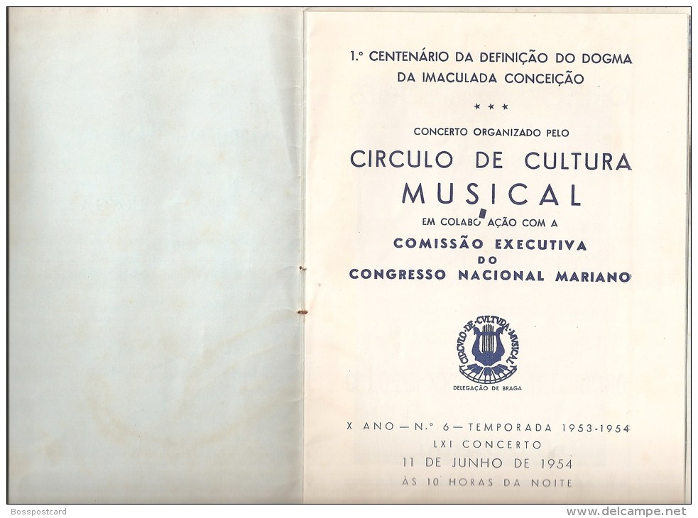 Braga - Congresso Nacional Mariano. Orquestra Sinfónica Do Porto. Orfeon Pamplonés De España (8 Scans) - Livres Anciens