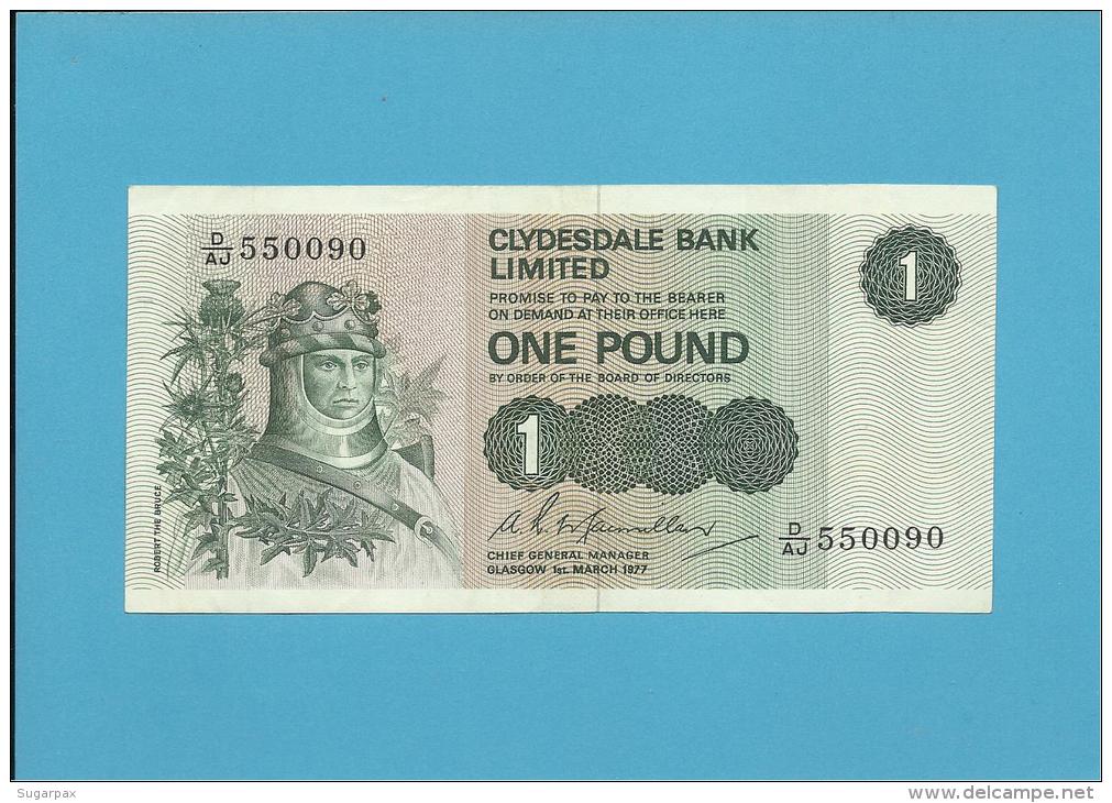 SCOTLAND - UNITED KINGDOM - 1 POUND - 01.03.1977 - P 204c - CLYDESDALE BANK PLC - 1 Pound