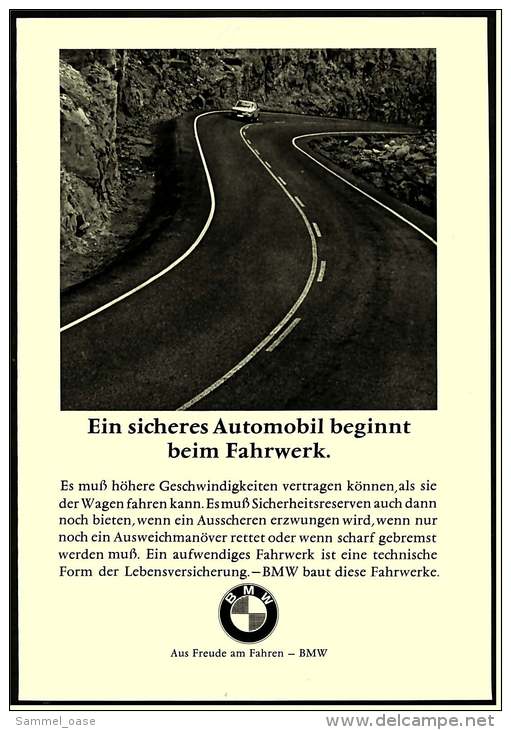 Reklame Werbeanzeige  -  BMW  -  Aus Freude Am Fahren  -  Ein Sicheres Automobil  -  Von 1970 - Cars