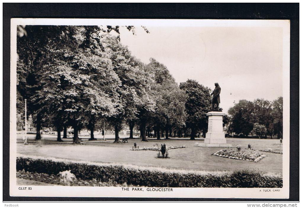 RB 963 - 1949 Raphael Tuck Real Photo Postcard - The Park &amp; Statue - Gloucester - Gloucester