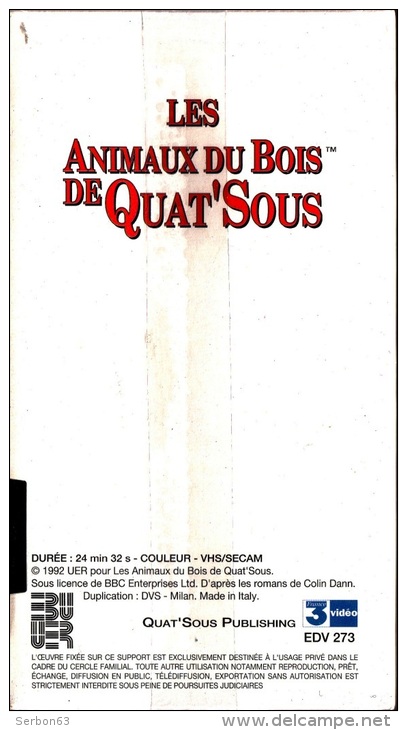 LES ANIMAUX DU BOIS DE QUAT'SOUS 25mm CASSETTE NEUVE BLISTER VHS COULEUR N°9/33 AVEC FRANCE 3 LA CARRIERE DE HERON - Audio-video