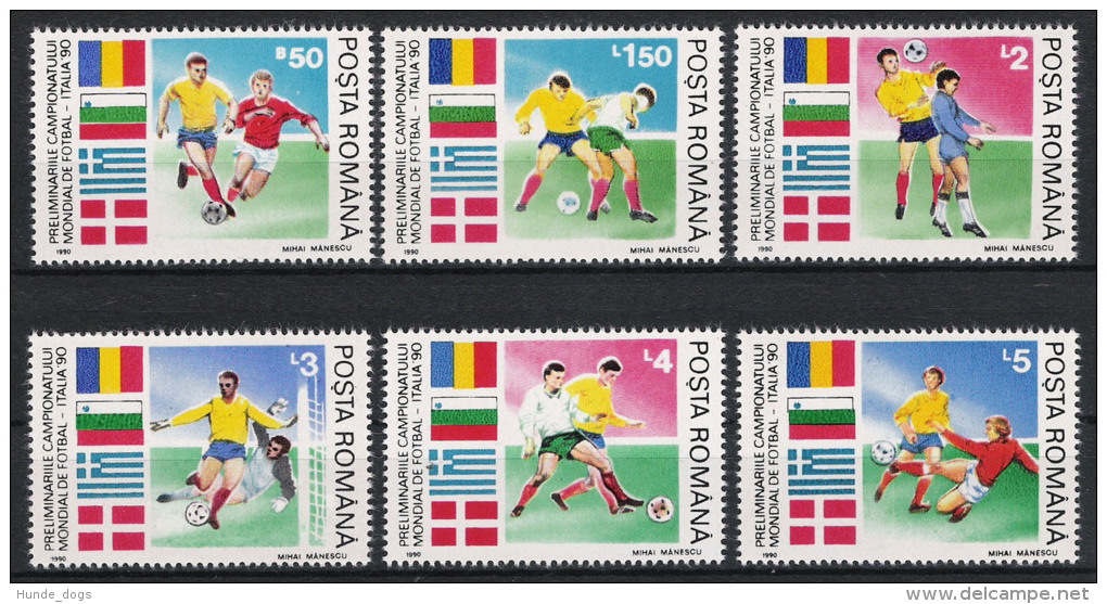 1990 Rumänien Mi# 4586-91 ** MNH Fußball Football Soccer Sport WM FIFA Italien 90 - 1990 – Italien