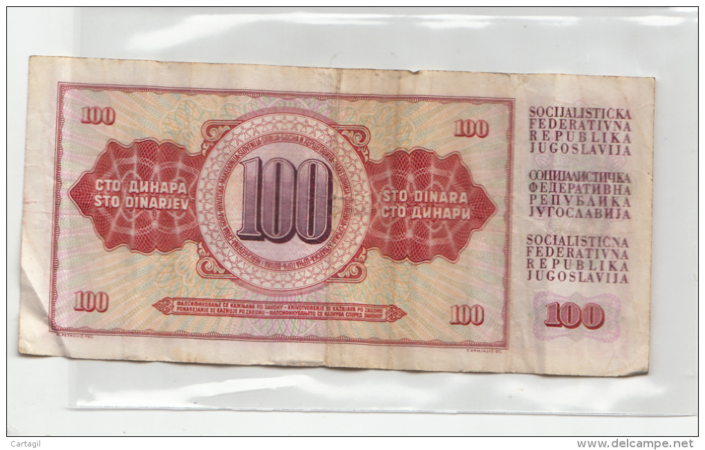 Billets - B1036 - Yougoslavie   - Billet 100 Dinara 1978 ( Type, Nature, Valeur, état... Voir 2scans) - Yugoslavia