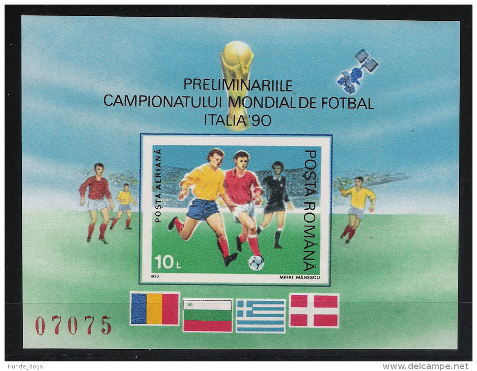 1990 Rumänien Mi# Bl. 260 ** MNH Fußball Football Soccer Sport WM FIFA Italien 90 - 1990 – Italien