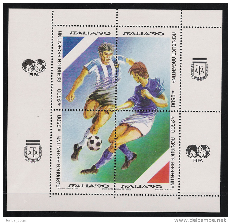 1990 Argentinien Mi# Bl. 40 ** MNH Fußball Football Soccer Sport WM FIFA Italien 90 - 1990 – Italien