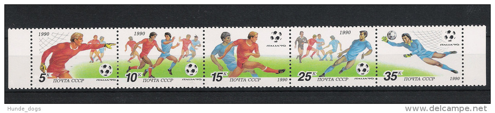 1990 Sowjetunion Mi# 6088-92 ** MNH Fußball Football Soccer Sport WM FIFA Italien 90 - 1990 – Italien