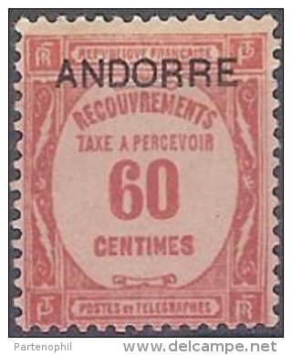 * 1931-32 ANDORRA FRANCESE MH SEGNATASSE (N.11) CAT. € 27,00 - Nuevos