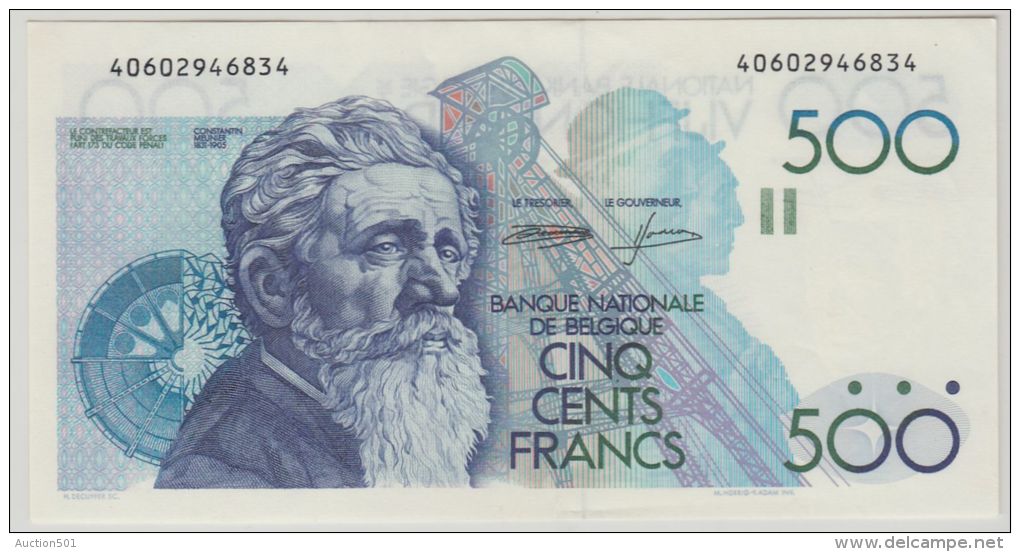 B00345 500 Francs Meunier Demanet Godeau About UNC NBBB-85 - 500 Francs