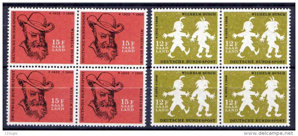 Saarland 1958 Mi 429-430 ** Viererblocke [130114VIII] @ - Unused Stamps