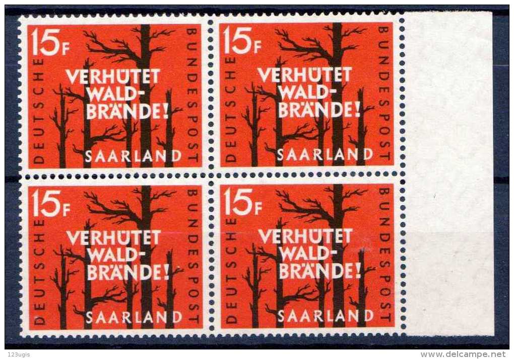 Saarland 1958 Mi 431 ** Viererblock [130114VIII] @ - Unused Stamps