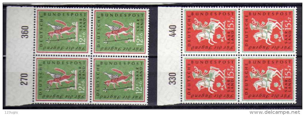 Saarland 1958 Mi 433-434 ** Viererblocke [130114VIII] @ - Unused Stamps